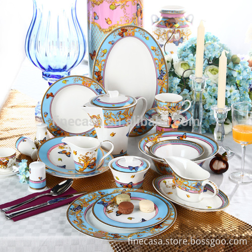 124 Pieces Luxury Turkish Dinner Set Fine Bone China